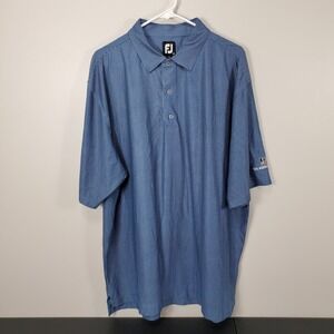 FootJoy Polo Shirt Mens 2XL Blue Houndstooth Short Sleeve Golf Casual